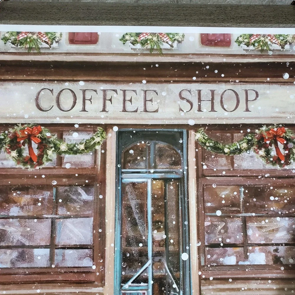 Viral Hobby Lobby Christmas Coffee Shop Framed Wall Art Winter Scene 14x11